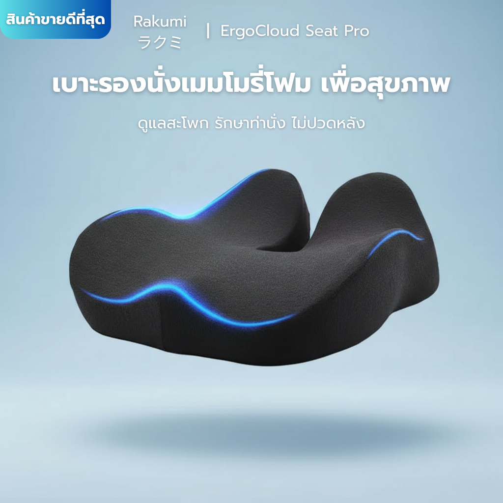 Rakumi ラクミ| ErgoCloud Seat Pro เบาะรองนั่งเมมโมรี่โฟม เพื่อสุขภาพ